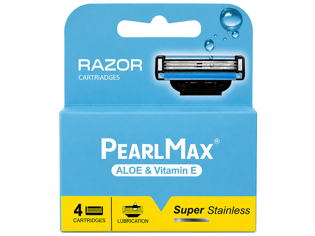 Кассеты для бритвы PearlMax с алоэ и витамином E, 4 шт