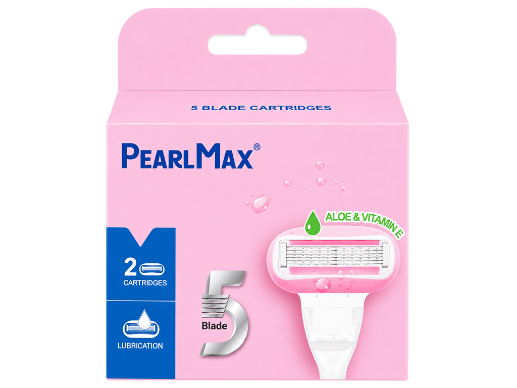 Касети для бритви PearlMax з 5 лезами, алое та вітамін Е, 2шт
