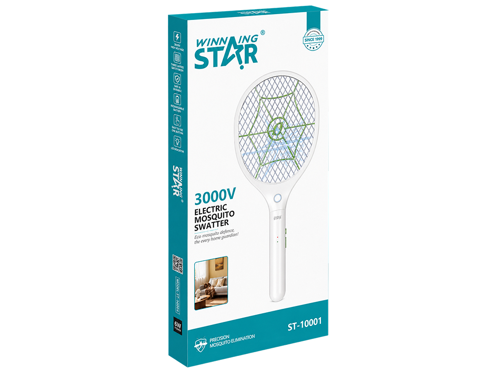 Электрическая мухобойка Winning Star, с LED-подсветкой, аккумуляторная, 19,4×47,5 см