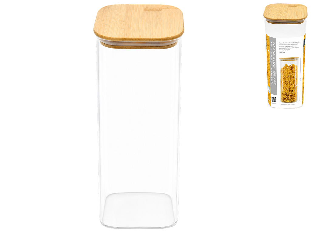 Банка для хранения Eotia стеклянная с бамбуковой крышкой, 2000 мл