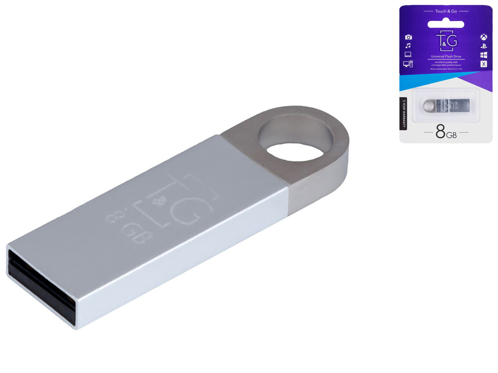 USB Flash Drive T&G 8gb Metal 026 Цвет Стальной