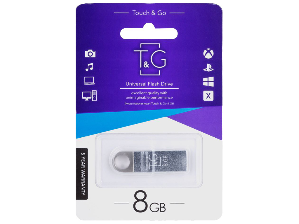 USB Flash Drive T&G 8gb Metal 026 Цвет Стальной