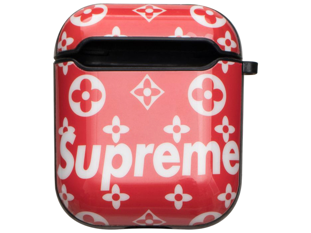 Футляр для Наушников Airpods 1/2 Glossy Brand, 08, Supreme red
