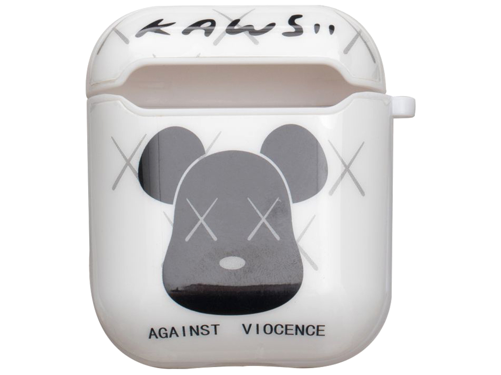 Футляр для Навушників Airpods 1/2 Glossy Brand, 02, Kaws white