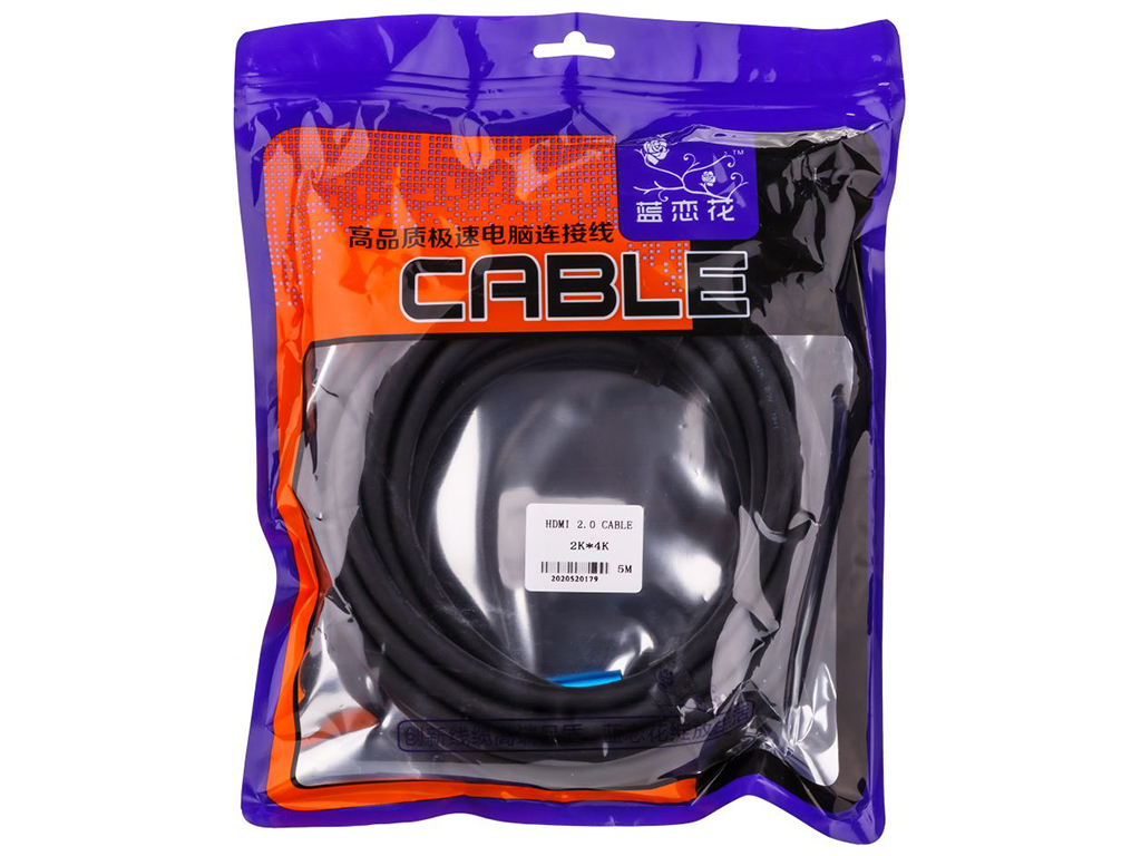 Кабель HDMI- HDMI 2.0V 5m 4K, Чёрный