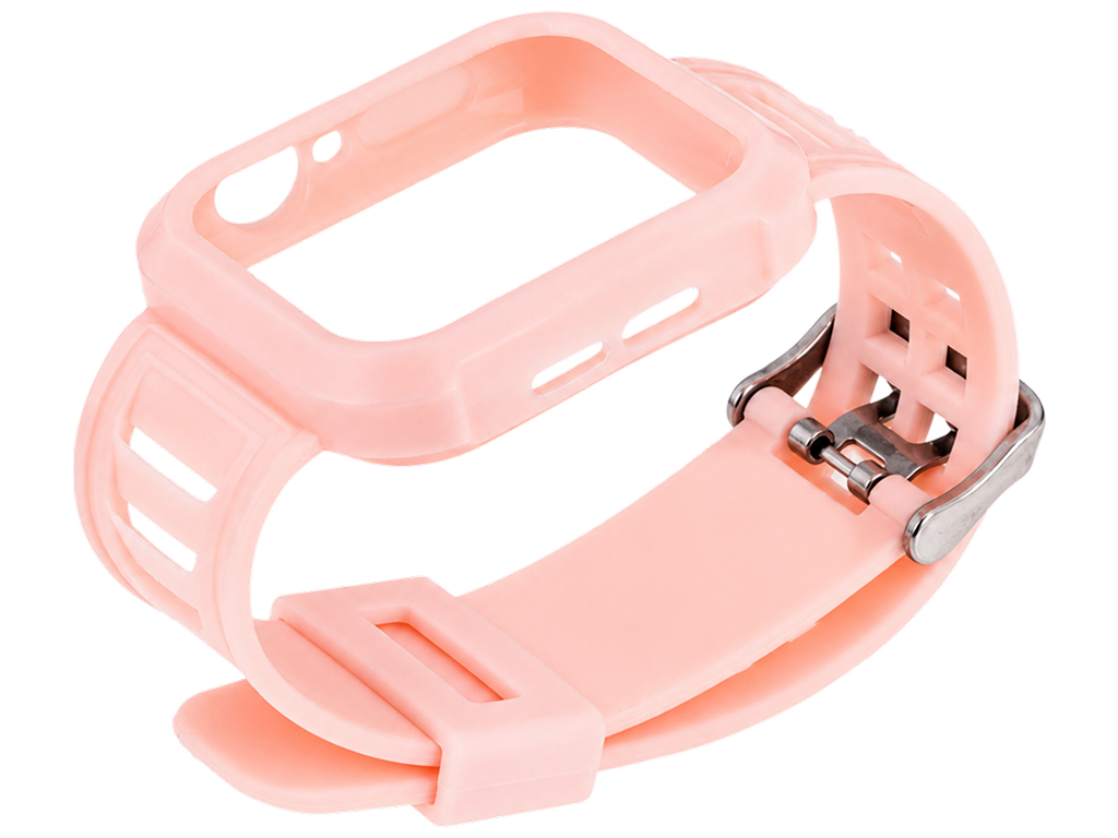 Ремінець із захисним чохлом для Apple Watch, силікон, 42/44мм, колір рожевий