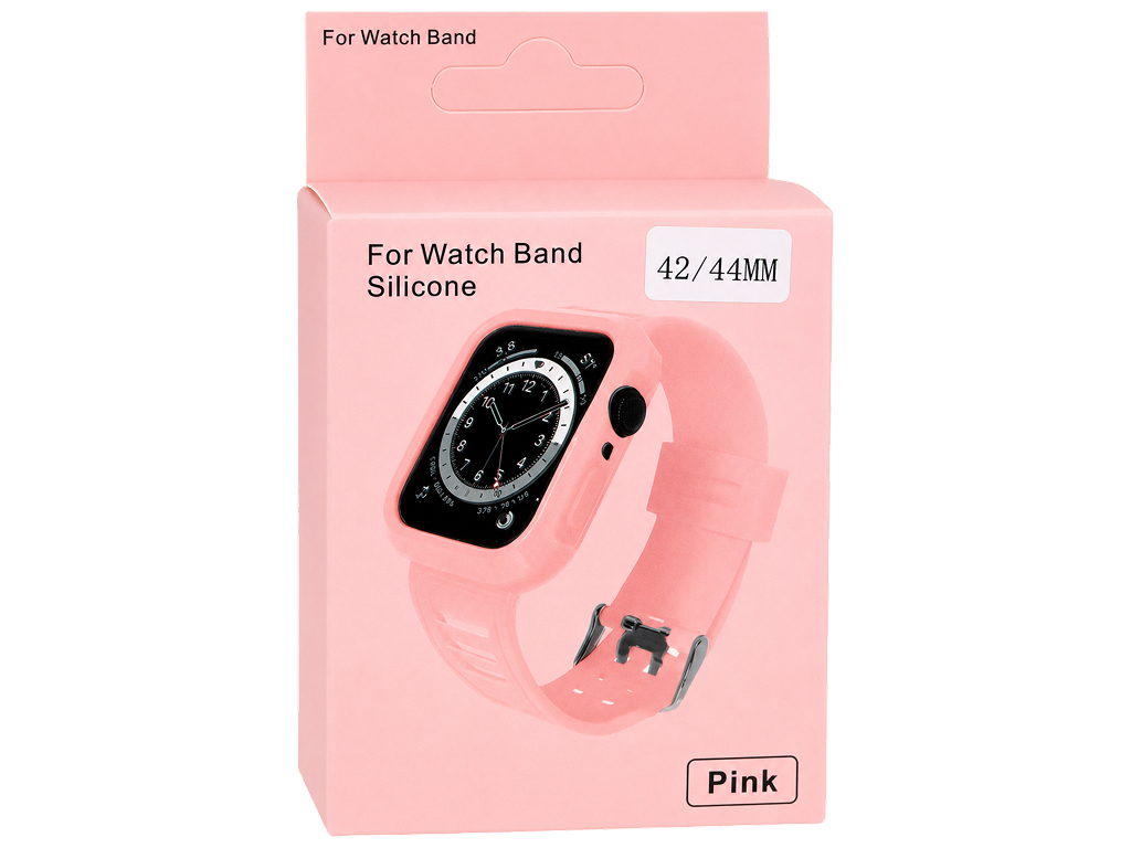 Ремінець із захисним чохлом для Apple Watch, силікон, 42/44мм, колір рожевий