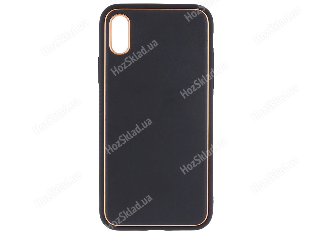 Чехол Leather Gold with Frame without Logo для iPhone X/Xs Цвет 1, Black