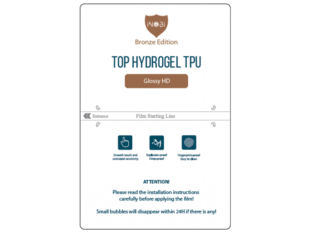 ПОШТУЧНО! Гидро-гель плёнка iNobi Bronze Edition HD Glossy PB-001 1 шт Цвет Прозрачный
