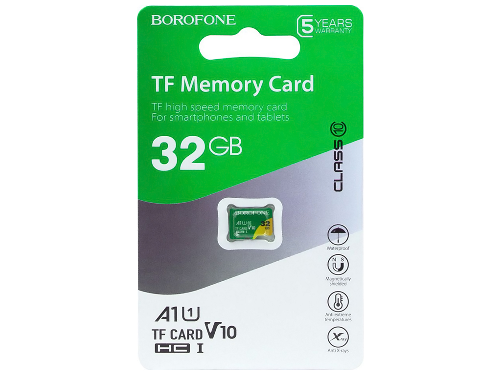 Карта Памяти Borofone MicroSDHC 32gb 10 Class Цвет Зеленый