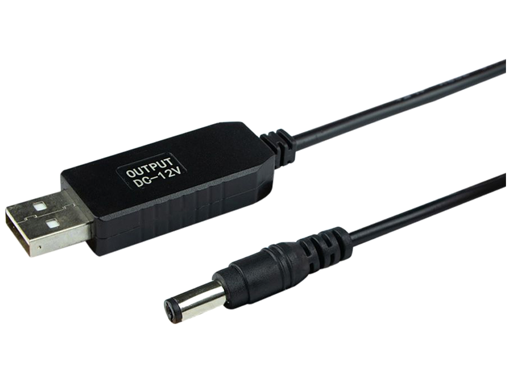 Кабель USB to DC для роутера с 5v на 12v 0.6A 5.5 х 2.1 mm Цвет Черный