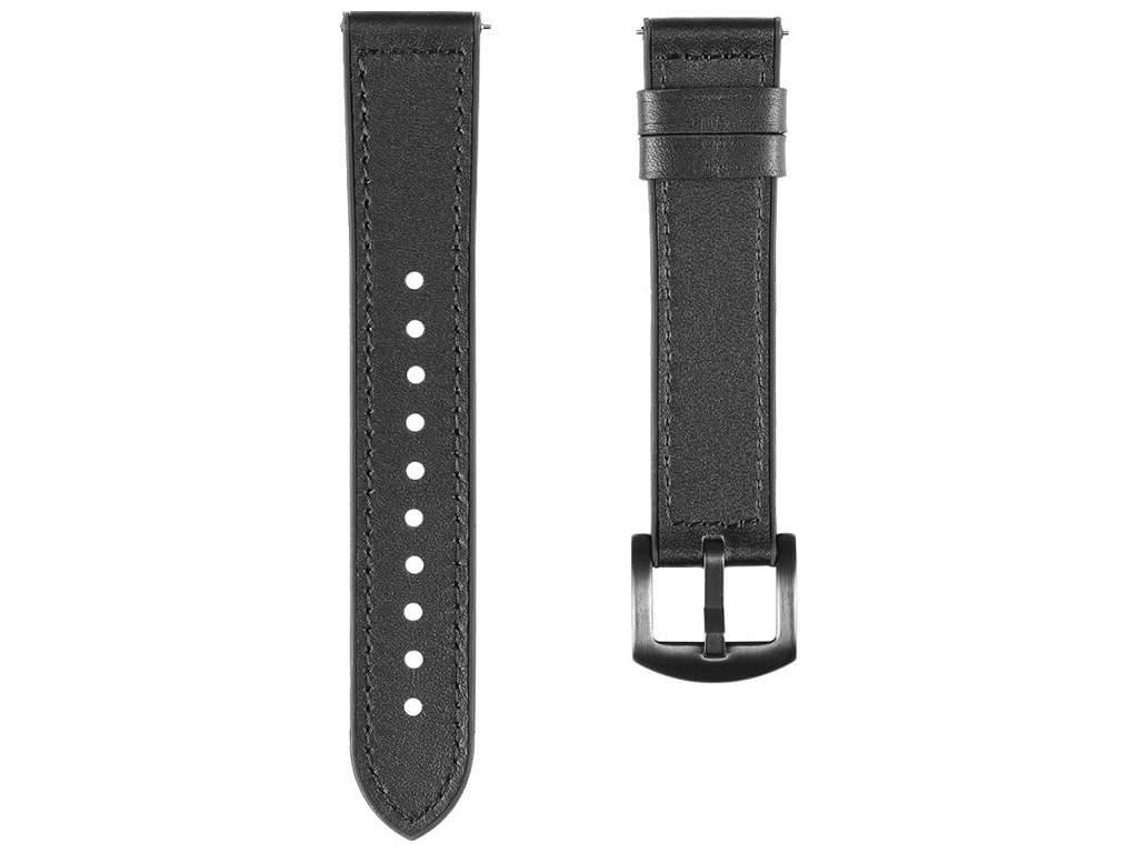 Ремешок Универс 22 mm Leather+Silicone для Samsung/Amazfit/Huawei Колір Чорний