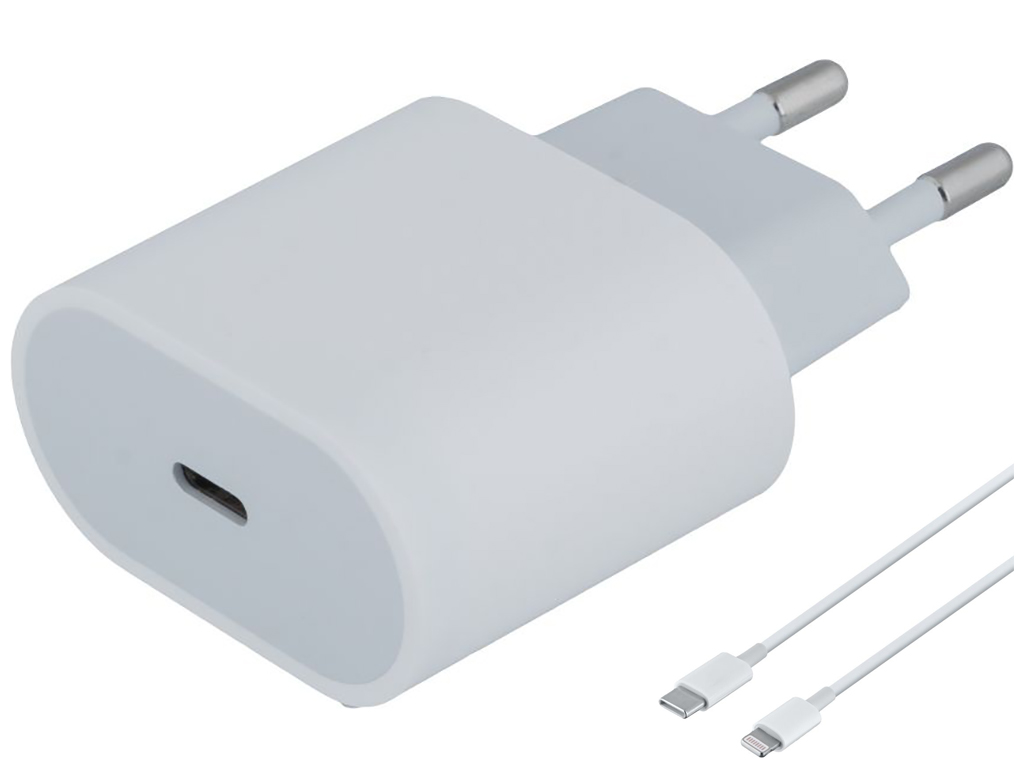Сетевое зарядное устройство Apple реплика PD 20W iPhone 12 Pro Max 3.0A Мятая упаковка Цвет Белый