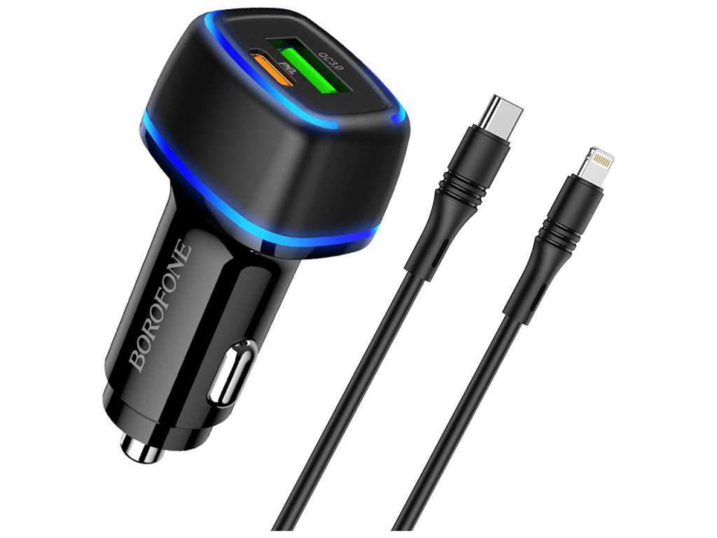 Автомобільний Зарядний Пристрій Borofone BZ14A PD20W+QC3.0 Type-C to Lightning 3A М'ята упаковка, Чо