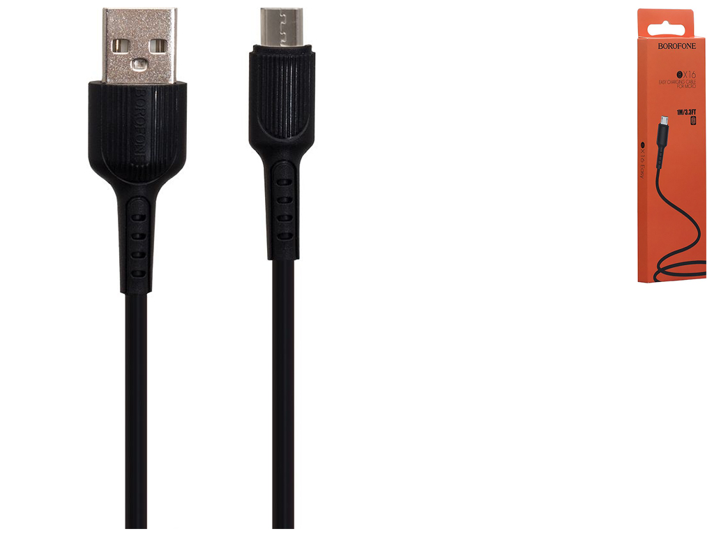 Кабель USB Borofone BX16 Micro М'ята упаковка, Чорний