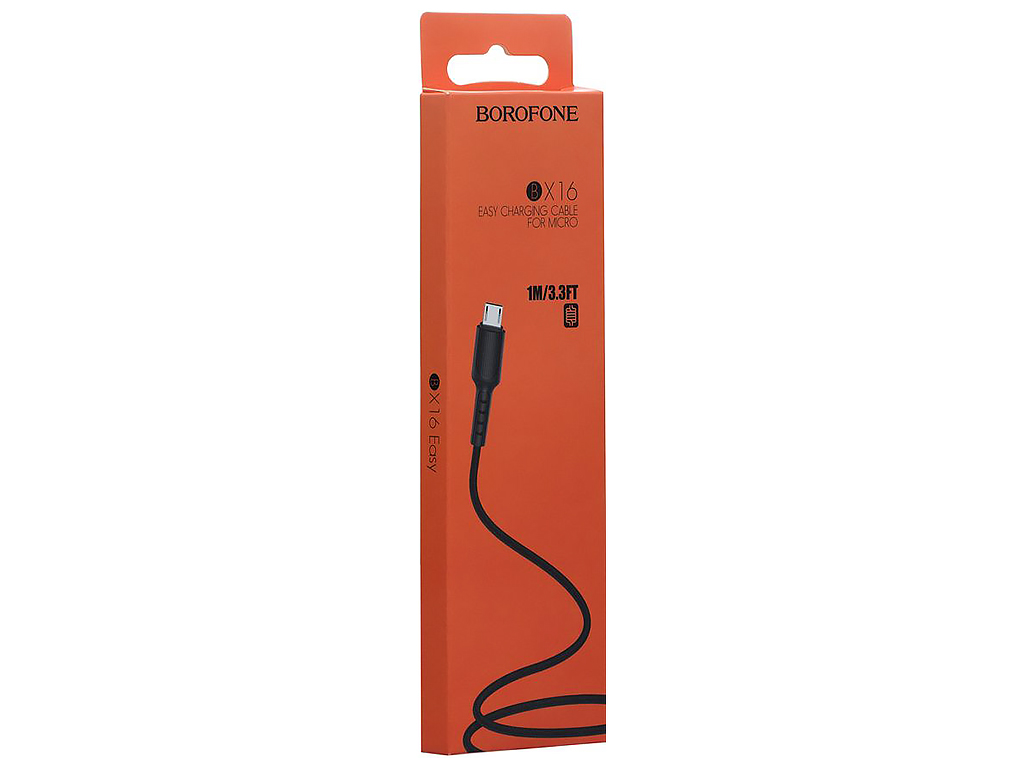 Кабель USB Borofone BX16 Micro М'ята упаковка, Чорний