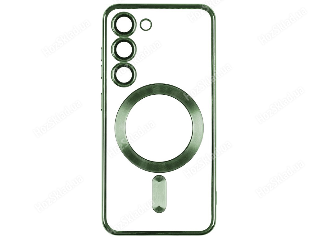 Чехол TPU Metallic Full Camera with Magsafe для Samsung Galaxy S23 Plus Цвет Green
