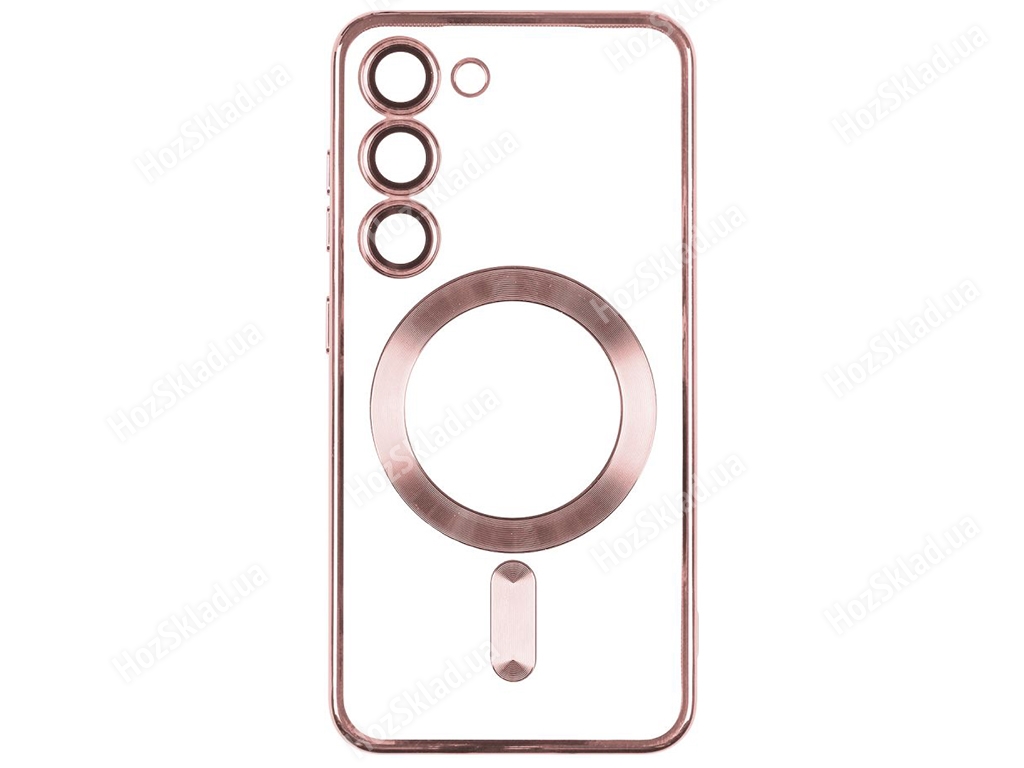 Чехол TPU Metallic Full Camera with Magsafe для Samsung Galaxy S23 Цвет Rose Gold