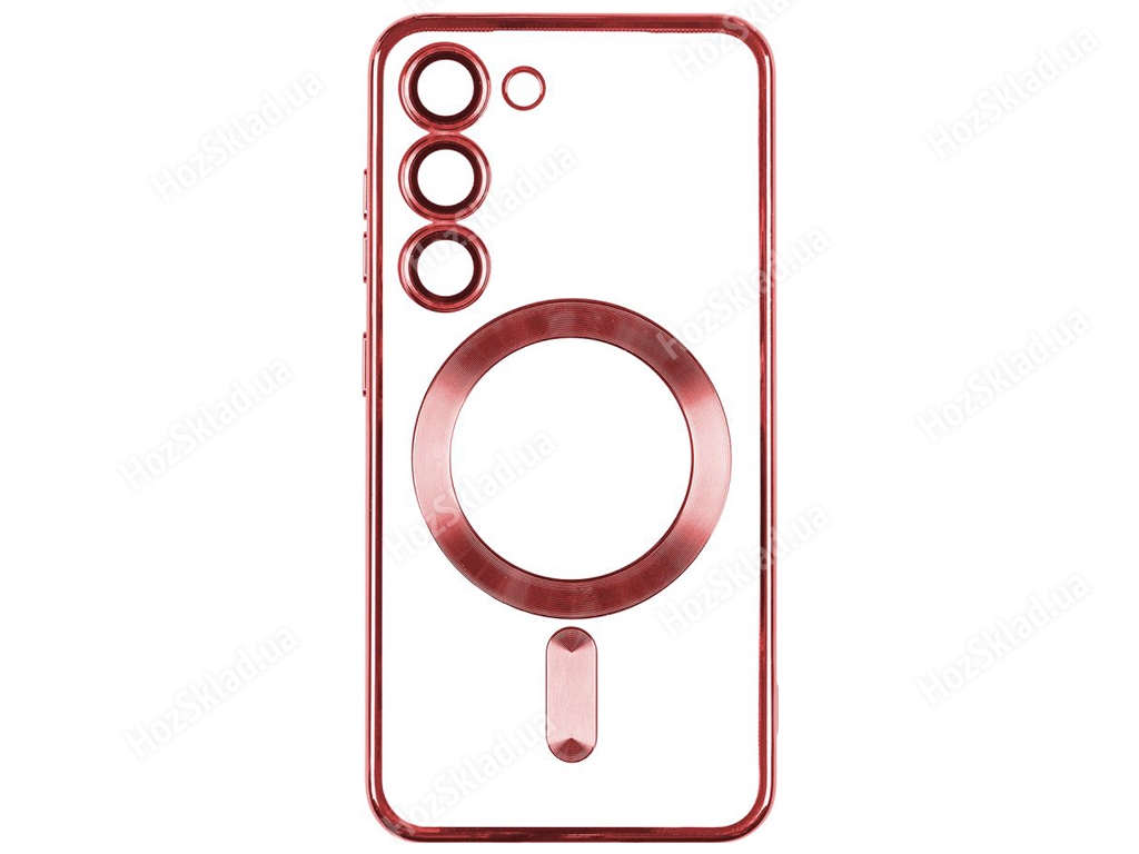 Чехол TPU Metallic Full Camera with Magsafe для Samsung Galaxy S21 Цвет Red