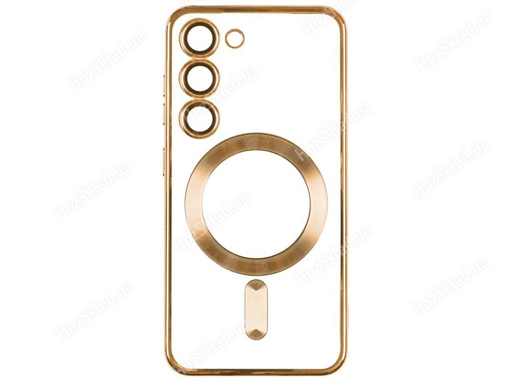 Чехол TPU Metallic Full Camera with Magsafe для Samsung Galaxy S21 Цвет Gold