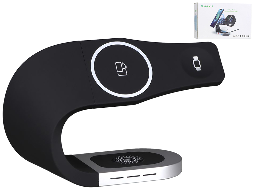 Бездротовий Зарядний Пристрій з MagSafe Y35 3in1 3.0A 15W, чорний