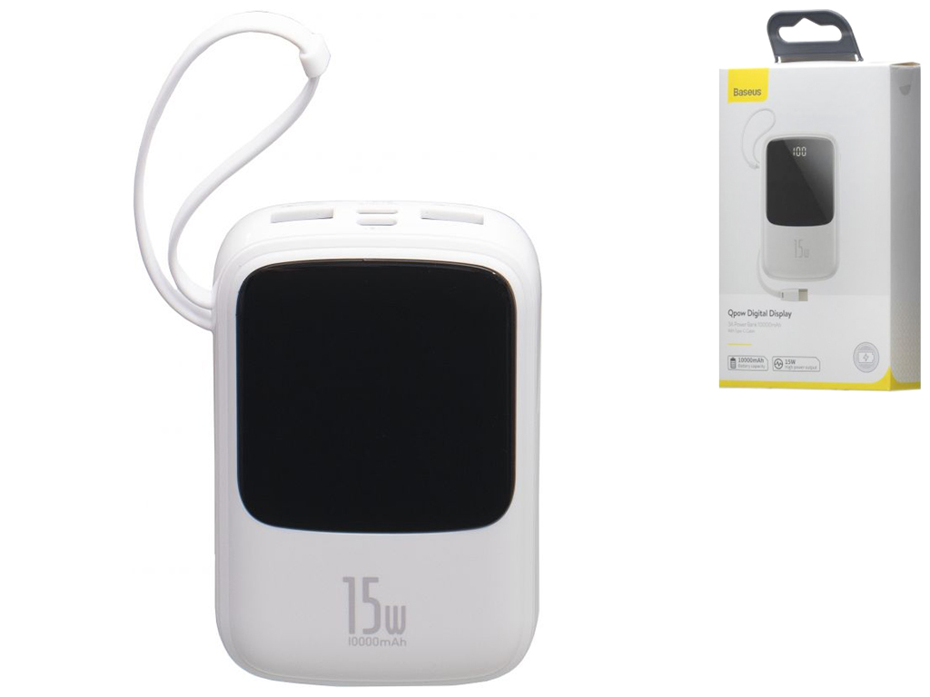 Универсальная мобильная батарея Baseus PPQD-B Q Pow With IP 3A 15W 10000 mAh Цвет Белый, 02