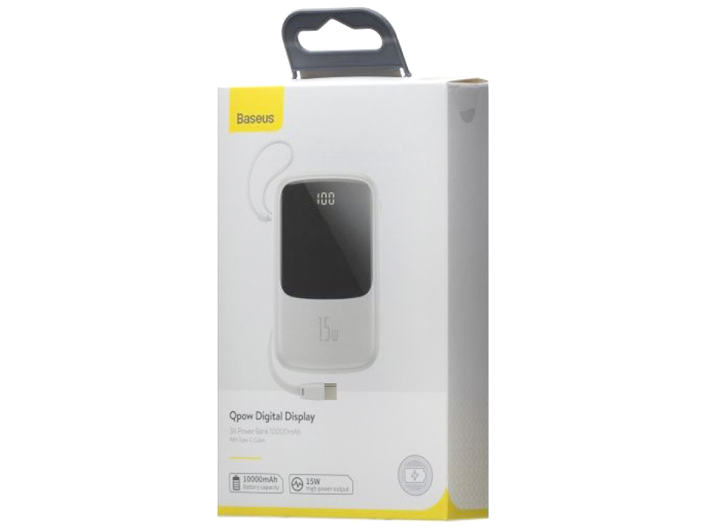 Универсальная мобильная батарея Baseus PPQD-B Q Pow With IP 3A 15W 10000 mAh Цвет Белый, 02