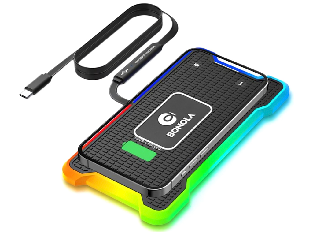 Беспроводное Зарядное Устройство Car/15W RGB/Type-C Cable 30 cm Цвет Черный
