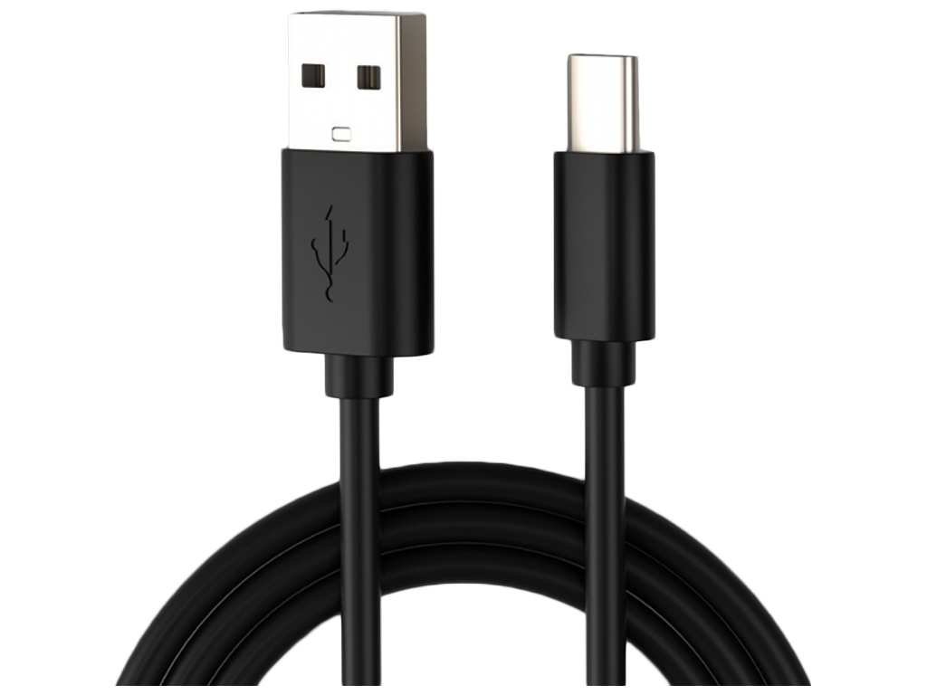 Кабель USB Type-C Long connector 8мм 1m Тех.пак. Цвет Черный