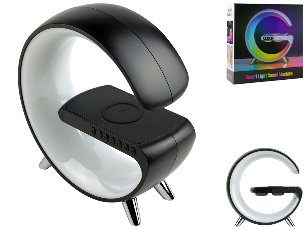 Бездротовий зарядний пристрій з с RGB Light/Alarm Clock/Desk Lamp 15W, Колір Чорний