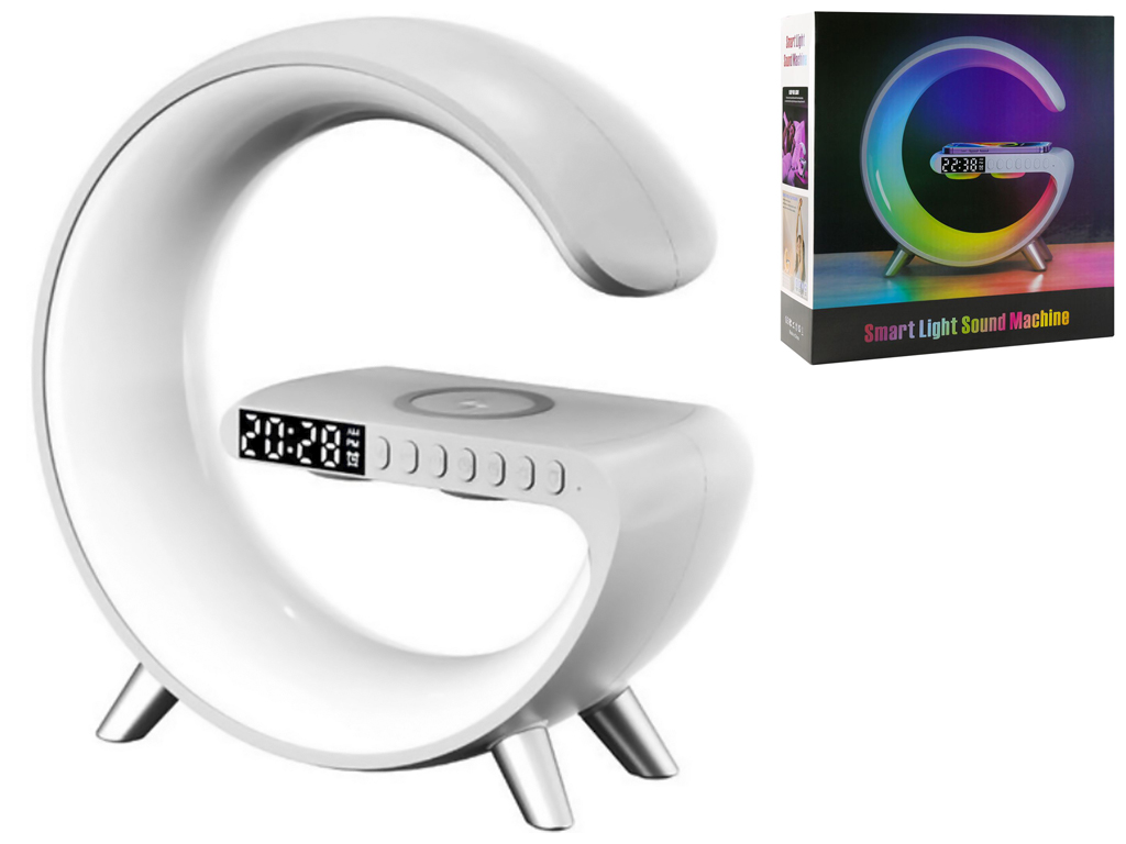 Беспроводное зарядное устройство с RGB Light/Alarm Clock/Desk Lamp 15W, Цвет Белый