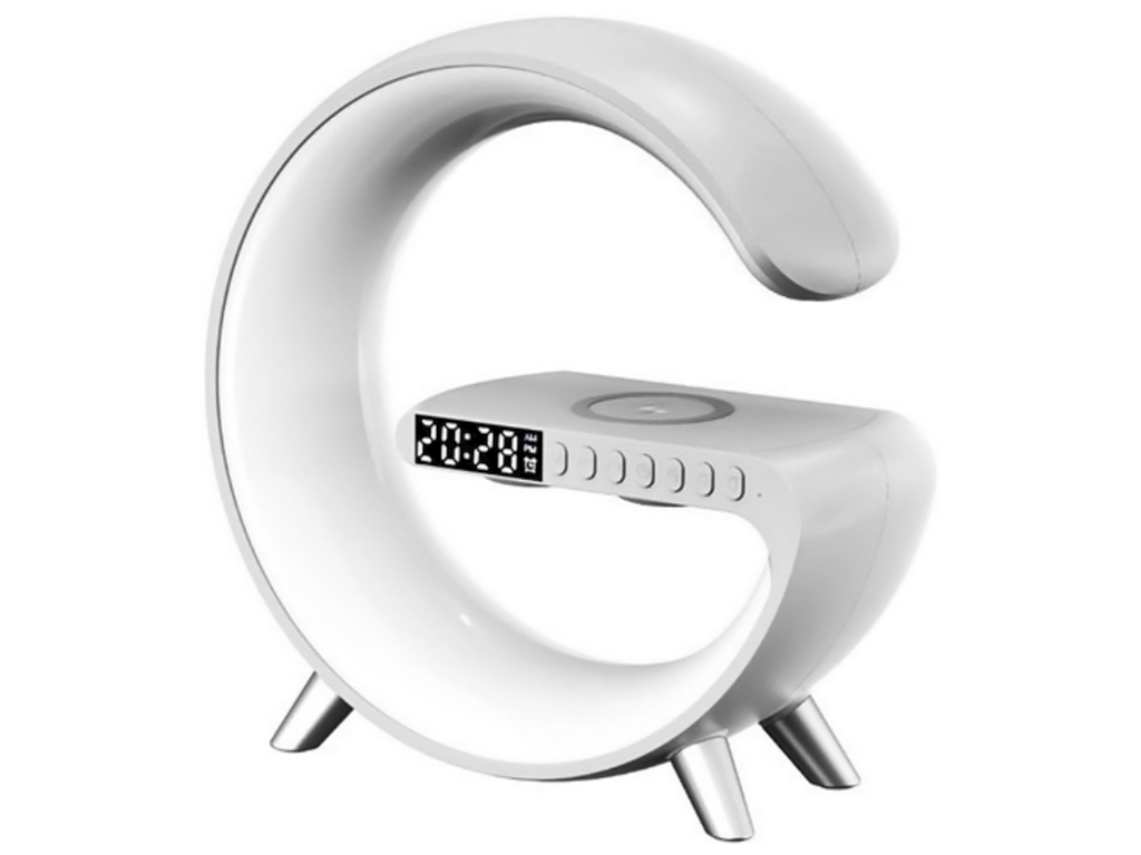 Беспроводное зарядное устройство с RGB Light/Alarm Clock/Desk Lamp 15W, Цвет Белый