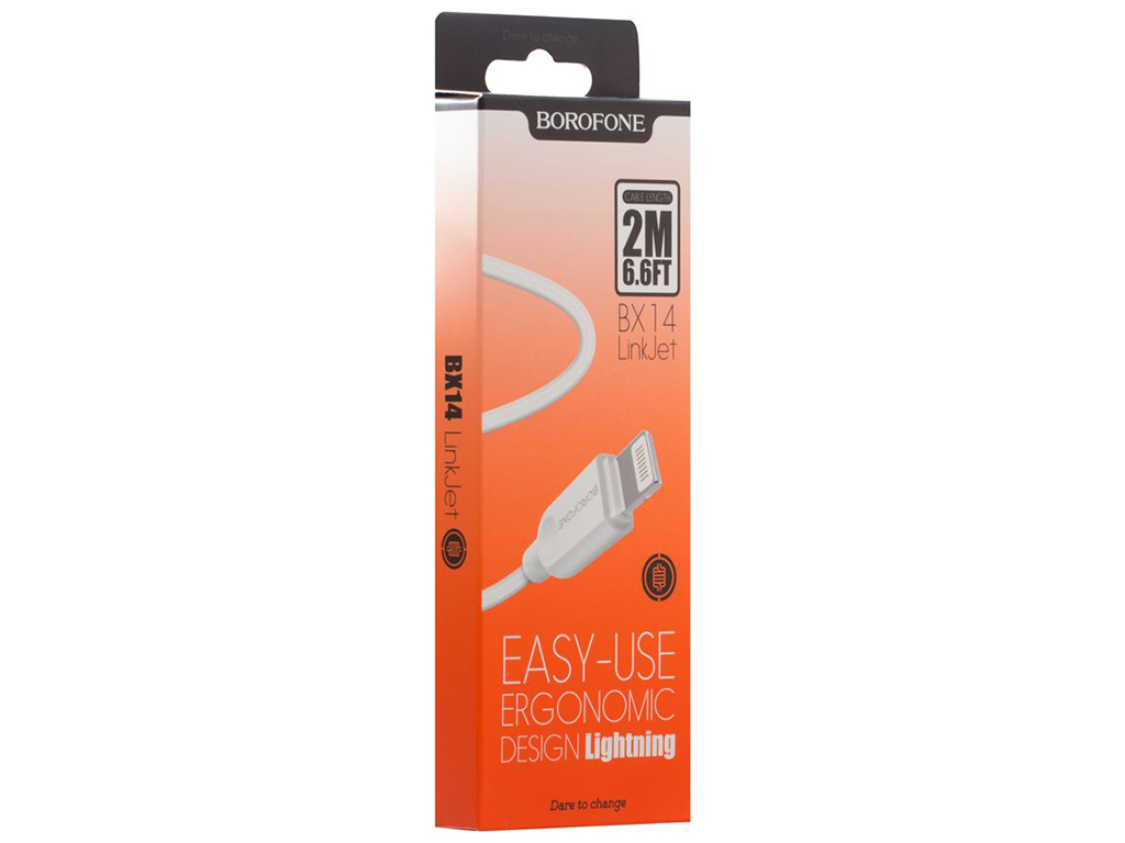 Кабель USB Borofone BX14 Lightning 2m М'ята упаковка Колір Білий