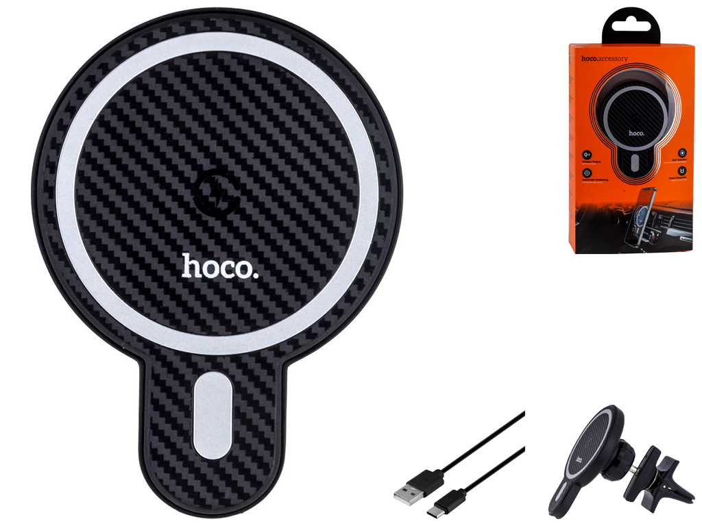 Автодержатель Hoco CA85 Magnetic Wireless 15W Мятая упаковка Цвет Черный