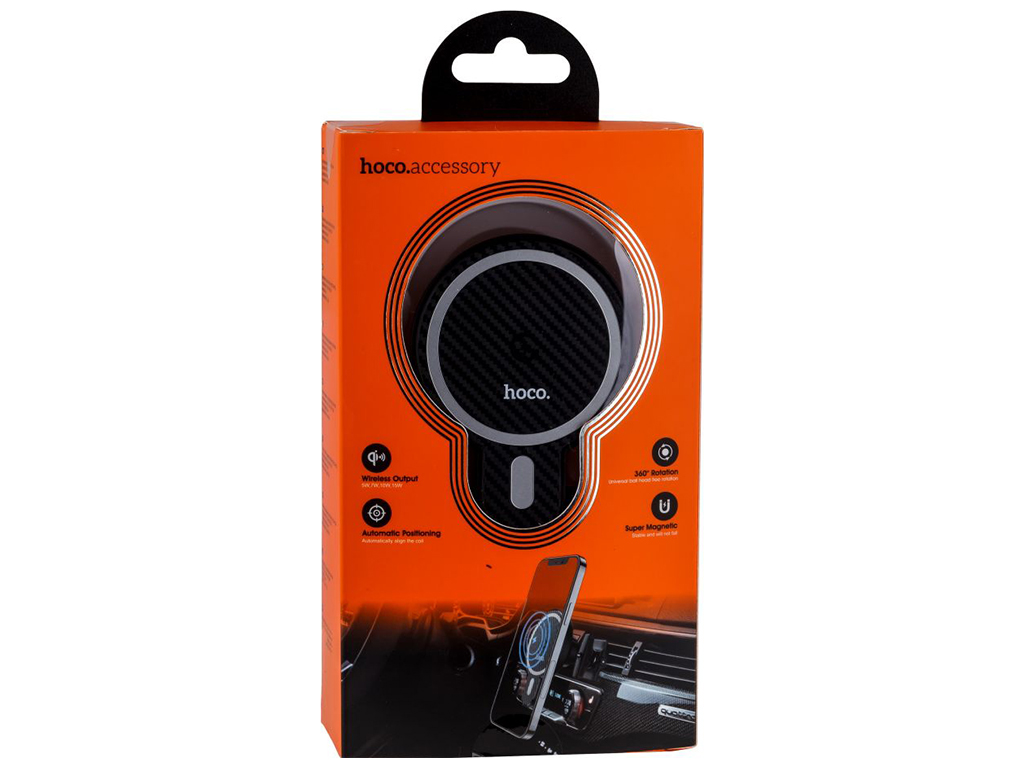 Автодержатель Hoco CA85 Magnetic Wireless 15W Мятая упаковка Цвет Черный