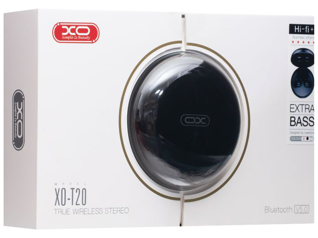 Блютуз Стерео Гарнитура XO T20 мятая упаковка, Цвет Черный