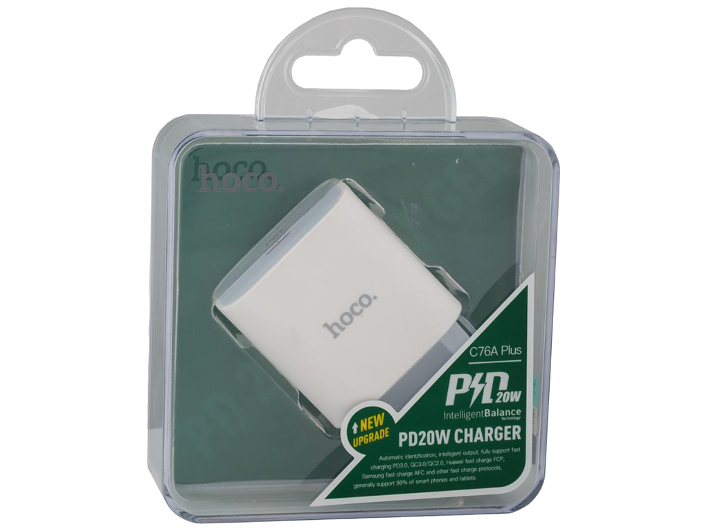 Сетевое Зарядное Устройство Hoco C76A Plus PD 20W 3A Мятая упаковка, Цвет Белый