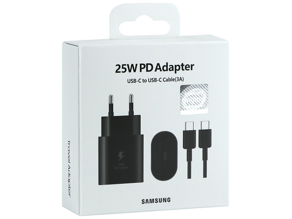 Сетевое Зарядное Устройство Samsung 1USB-C PD/QC 25W+Type-C to Type-C 1:1 Цвет Черный