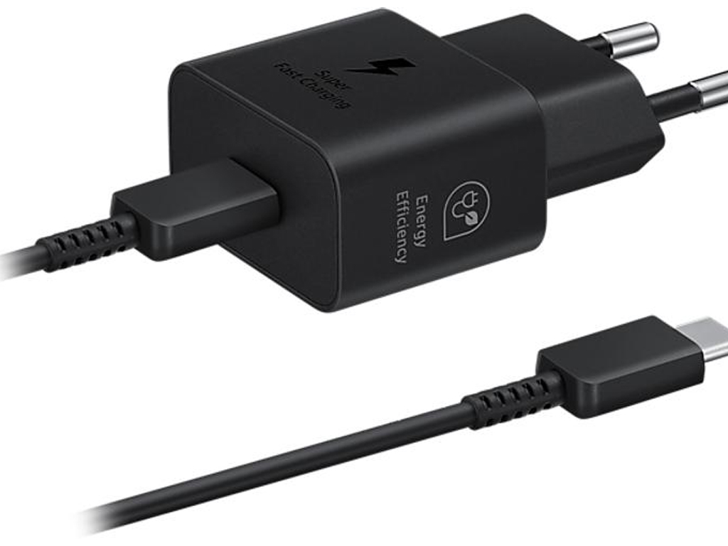 Зарядний пристрій Samsung 25w type-c 1:1, швидка зарядка, колір чорний