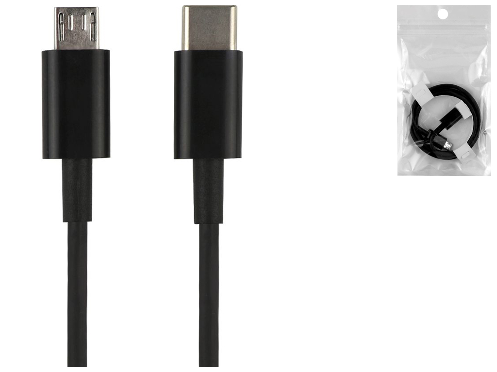 Кабель USB Type-C to Micro QC/Data Тех.пак. 1м, Цвет Черный