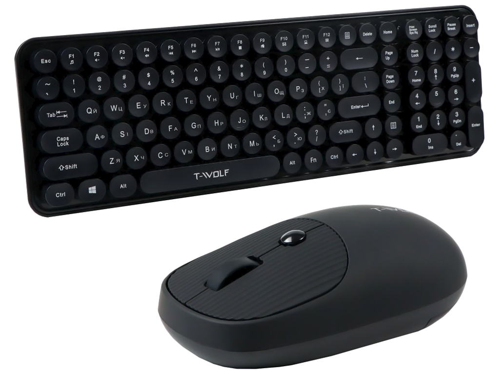 Беспроводная клавиатура и мышь TWolf TF350 Black, Цвет Черный