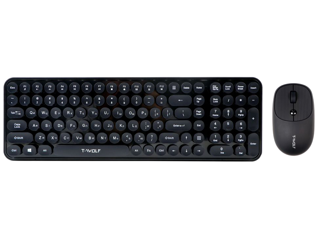 Беспроводная клавиатура и мышь TWolf TF350 Black, Цвет Черный
