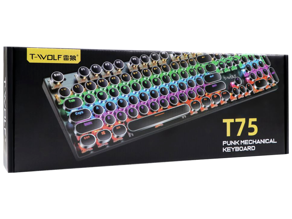 Клавіатура ігрова TWolf T75 punk LED Blue Switch, Колір Чорний