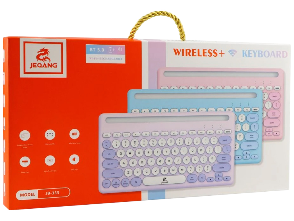 Клавіатура бездротова Jeqang JB-333, ножиці, Bluetooth 5.0 + Type-C, колір фіолетовий