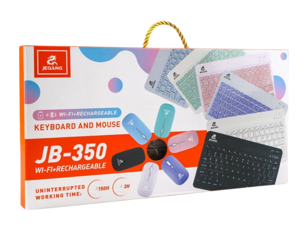 Бездротова клавіатура та миша Jeqang JB-350 Bluetooth charging, фіолетовий