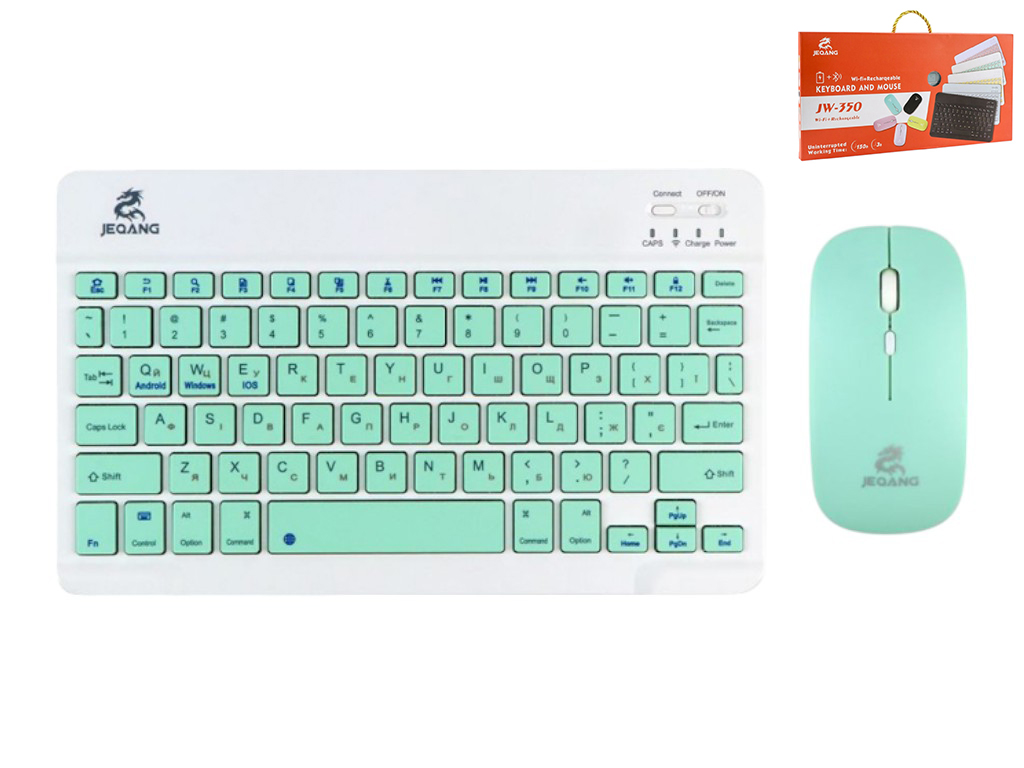 Бездротова клавіатура та миша Jeqang JB-350 Bluetooth charging, зелений