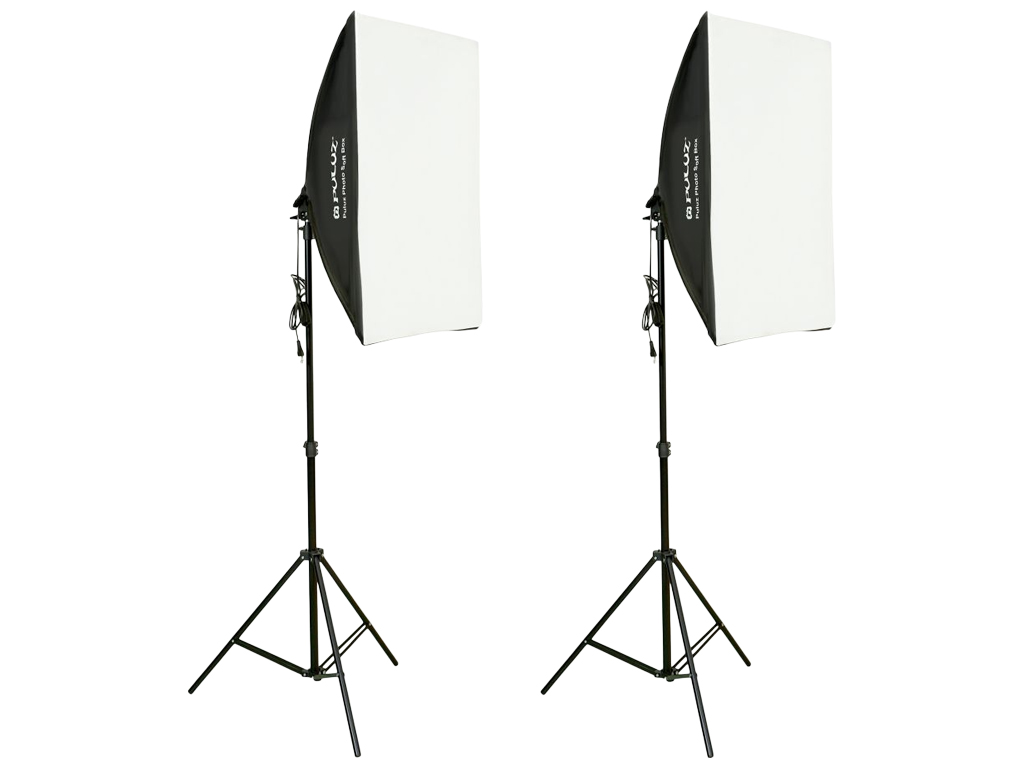Комплект для фотостудии Puluz PKT3112, 3 фона, 4 штатива, 2 софтбокса, 4 лампы, цвет черный
