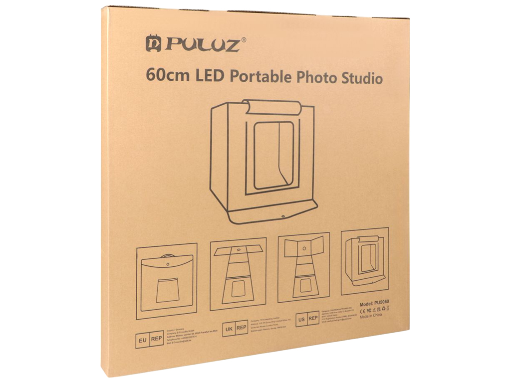 Лайтбокс Smart Case PU5060, 2 лампы, 6 фонов, складной, USB, 62×62×40см, цвет черный