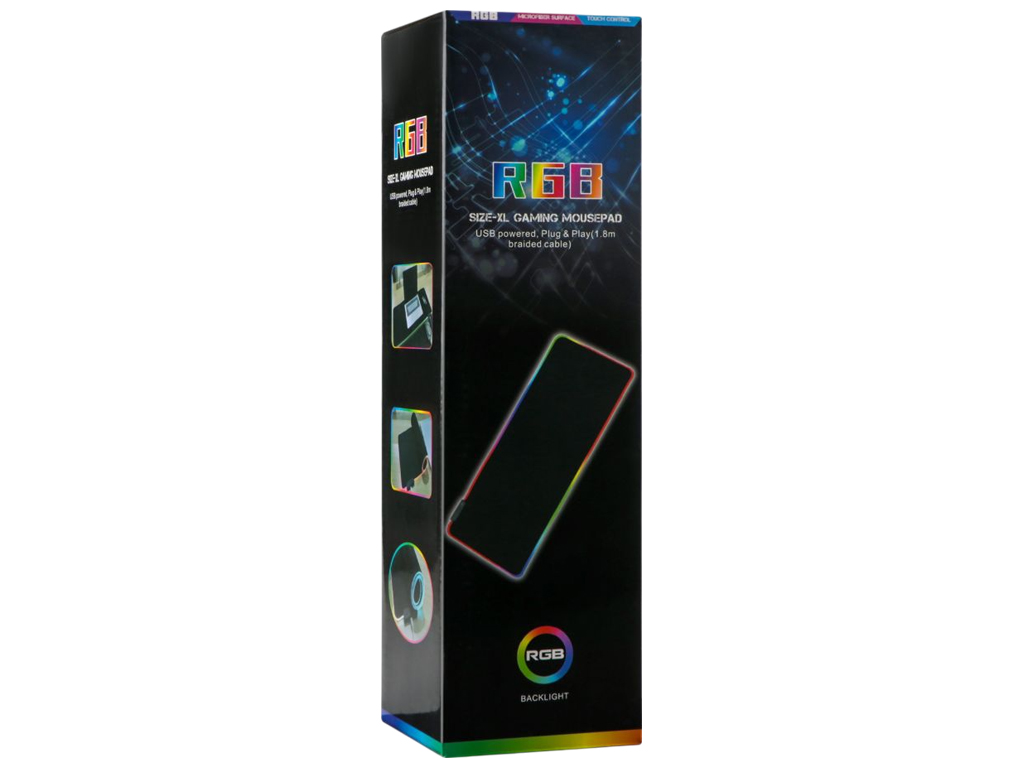 Килимок для миші TWolf P1 Rgb, гумова основа, Rgb-підсвічування, 250×300×4мм, колір чорний