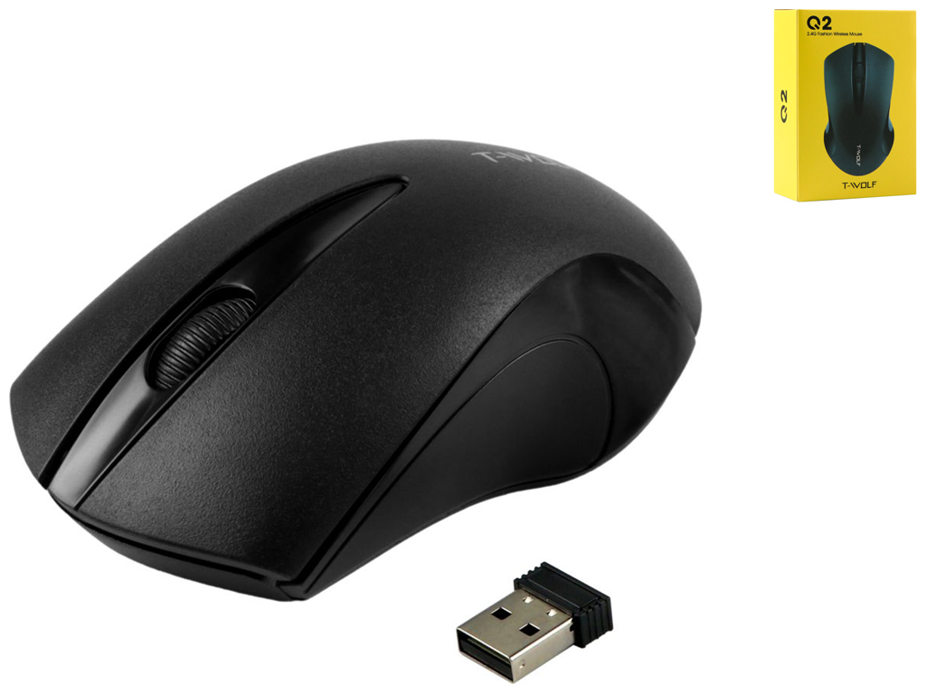 Беспроводная Мышь TWolf Q2 2.4G Цвет Черный